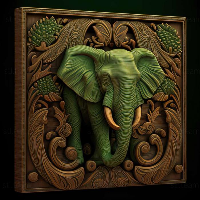 3D model Green Elephant 2D game (STL)